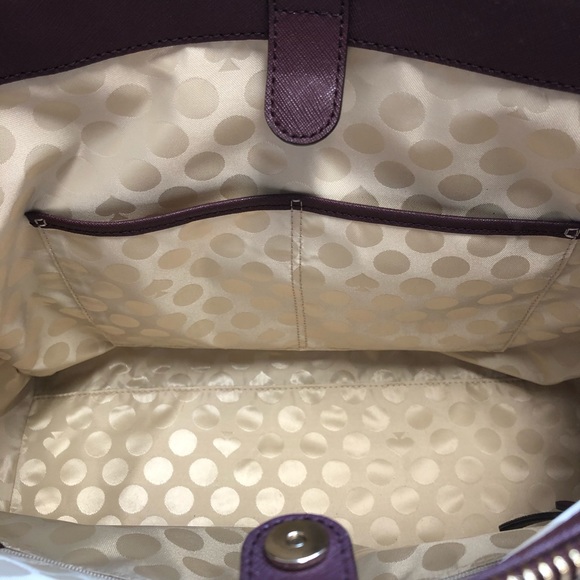 Kate Spade Tote Shoulder Bag Maroon Large Zipper - Picture 11 of 12